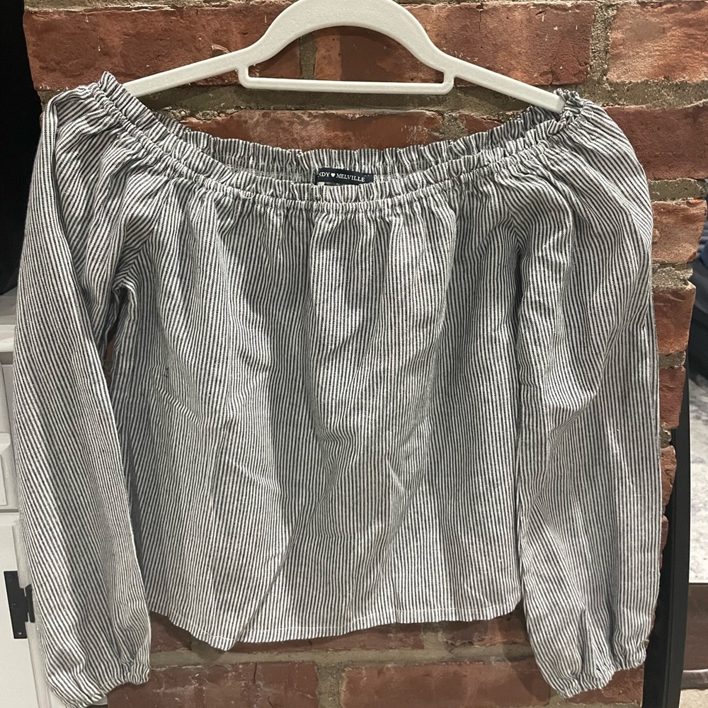 Brandy Melville Striped Off the Shoulder Top OS